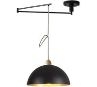 qudkdhs Minimalist Adjustable Swing Arm Long Arm Dome Dining Room Pendant Light Mid Century Modern Black Kitchen Island Hanging Lamp Retro Industrial Metal Chandelier for Dining Table Living Room