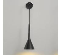 qudkdhs Modern Minimalist Cone Wall Sconce, Nordic Adjustable Hanging Bedside Lamp, E27 Warm Light Fixture for Bedroom, Living Room, Hallway - Resin & Metal Finish in White, Black, Grey(Black)