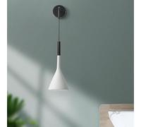 qudkdhs Modern Minimalist Cone Wall Sconce, Nordic Adjustable Hanging Bedside Lamp, E27 Warm Light Fixture for Bedroom, Living Room, Hallway - Resin & Metal Finish in White, Black, Grey(White)