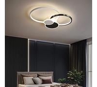 qudkdhs Modern Round Circle LED Ceiling Light - 2-Head Flush Mount Chandelier, Bright Black & Warm White Lighting for Living Room, Bedroom, Office, Contemporary Design