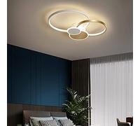 qudkdhs Modern Round Circle LED Ceiling Light - 2-Head Flush Mount Chandelier, Bright Warm White Lamp for Living Room, Bedroom & Office - Stylish Gold Finish