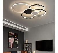 qudkdhs Modern Round LED Ceiling Light Fixture - 4-Head Flush Mount Chandelier for Living Room, Bedroom, Office - Contemporary Bright Black & Neutral Lighting