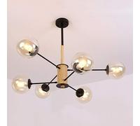 qudkdhs Modern Sputnik Chandelier,8-Lights Black Pendant Light Fixture with Glass Shade,Indoor Mid Century Large Ceiling Light for Kitchen Island Dining Room Bedroom-White(Brown,6 Light)