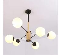 qudkdhs Modern Sputnik Chandelier,8-Lights Black Pendant Light Fixture with Glass Shade,Indoor Mid Century Large Ceiling Light for Kitchen Island Dining Room Bedroom-White(White.,6 Light)