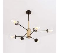 qudkdhs Modern Sputnik Chandelier,8-Lights Black Pendant Light Fixture with Glass Shade,Indoor Mid Century Large Ceiling Light for Kitchen Island Dining Room Bedroom-White(Transparent Color,6 Light)