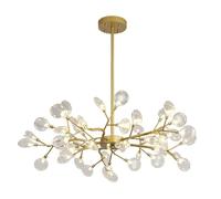 qudkdhs Nordic Firefly Sputnik Chandelier,Modern 45-Lights LED Branch Pendant Light Adjustable Indoor Hanging Ceiling Light with Glass Shade for Living Room(Transparent Glass,45 Light)