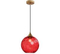 qudkdhs Nordic Minimalism Water Glass Pendant Lamp Kitchen Island Spherical Amber Green Flushing Glass Pendant Lamp Large Nordic Smoke Gray Lighting Industrial Ceiling Chandelier for Dining Room(Red)