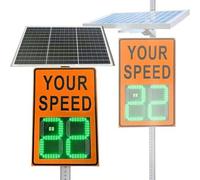 qudkdhs Radar Feedback Sign,Solar Powered Radar Speed Limit Sign,20"x28"/24"x35" Road Warning Your Speed Traffic Feedback Warning Board Orange-24×35in