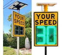 qudkdhs Radar Feedback Sign,Solar Powered Radar Speed Limit Sign,20"x28"/24"x35" Road Warning Your Speed Traffic Feedback Warning Board Yellow-24×35in