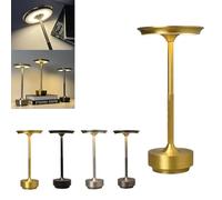 qudkdhs Sherum Ecolume Cordless Table Lamp, Modern Gold LED Lamp with Touch Control, 3W, 2000mAH Battery, Gold Plated Finish
