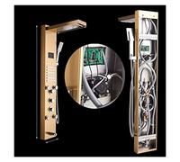 qudkdhs Shower Panel with LED Light Digital Display, Rainfall Waterfall Jets, Rotating Mixer - Elegant Bathroom Experience