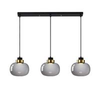 qudkdhs Smoked Glass Chandelier Modern Dining Room Hanging Light Fixture, LED Metal Pendant Ceiling Lighting with Adjustable Cord Mid Century Hanging Chandelier Light Fixture(C)