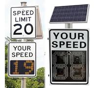 qudkdhs Solar Powered Radar Feedback Sign Speed Display, Vehicle Speed Limit MPH Sign Led Road Radar Detective, Rust Free Aluminum, Reflective, 20"x27"/24"x35"