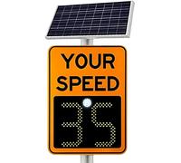 qudkdhs Solar-Powered Radar Speed Limit Sign, LED Display 20"x27"/24"x35", Auto Red/Green Alert for Overspeed Detection, Yellow 50x70cm/19.7"x27.5" Traffic Control
