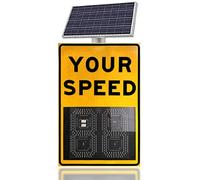 qudkdhs Solar Powered Radar Speed Limit Sign,LED Speed Limit Sign,Traffic Feedback Warning Board Speed Display,High Brightness Reflective Yellow-24×35in