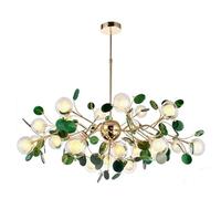 qudkdhs Sputnik Firefly Chandelier,LED Branch Pendant Lighting with 13 G4 Blubs Modern Marble Hanging Lamp Ceiling Light Fixture for Kitchen Island Living Room-(Green Agate Stone)