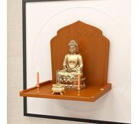 qudkdhs Wall-Mounted Buddha Statue Stand Altar Platform Table,Household Solid Wood Prayer Niche Incense Table,mini buddhist altar shrine, God Of Wealth Guanyin Cabinet(Walnut,Medium)