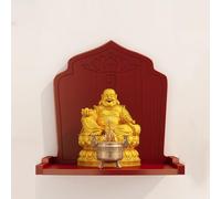 qudkdhs Wall-Mounted Buddha Statue Stand Altar Platform Table,Household Solid Wood Prayer Niche Incense Table,mini buddhist altar shrine, God Of Wealth Guanyin Cabinet(Rosewood color,Medium)