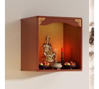 qudkdhs Wall-Mounted Buddha Statue Stand Shrine Altar Table,Wall Mounted Chinese Personal Buddha Niches Shrine Meditation Table(Teak,60x40x60cm/23.6x15.7x23.6in)