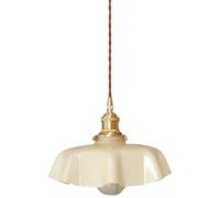qudkdhs White Milk Glass Farmhouse Pendant Lights Brass Flower Shape Green Hanging Ceiling Lamp Kitchen Island Nordic Modern French Blue Chandelier Pink Light for Girls Bedroom Restaurant Dining Room