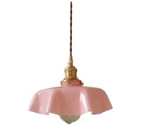 qudkdhs White Milk Glass Farmhouse Pendant Lights Brass Flower Shape Green Hanging Ceiling Lamp Kitchen Island Nordic Modern French Blue Chandelier Pink Light for Girls Bedroom Restaurant Dining Room