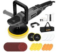 Qudodo Buffer Polisher, 5inch Dual Action Random Orbital Car Polisher, 1600W 6 Variable Speed 1000-3500 RPM Detachable Handle for Car, Boat Sanding, Polishing, Waxing