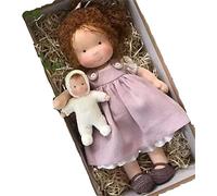 QUDOOS Waldorf Doll Plush Baby Doll, Handmade Waldorf Doll, Girls Cute Figure Toys, Cute Little Girl Plush Doll Christmas New Year Birthday Gift (Color : E, Size : One size)