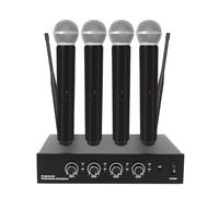 QudosXy Wireless Microphone System, Dual Wireless Mics with 4 Handhelds, Auto Scan,2x100 UHF Frequencies,130ft Range (G02-4*Microphones)