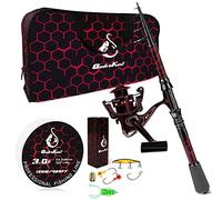 QudraKast Fishing Rod and Reel Combos - High Precision Machined Pattern Telescopic Fishing Pole and 12+1 Full Metal Ultra Smooth Spinning Reel Combos with Carrier Bag