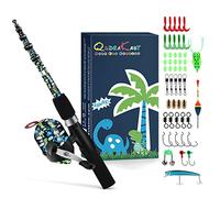 QudraKast Kids Fishing Pole, Portable Kids Fishing Rod and Reel Combo - Melding Rawrr Dinosaur Pattern on Rod and Reel, Perfect Fishing Kit Gift for Kids, 1.4M - 4.59FT (QK-RD)