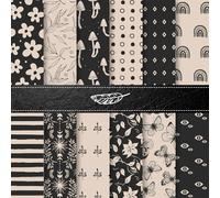 QUDUME Black Pattren Scrapbook Paper 12x12, Ivory White Double Sided Decorative Craft Paper Cardstock Papers for Bullet Junk Journal Scrapbooking Supplies Card Making Album Decor Gift Wraping