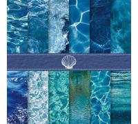 QUDUME Blue Sea Scrapbook Paper 6x6, 12 Styles 48 Sheets Single Sided Water Dcorative Craft Paper for Crafts Bullet Junk Journal Scrapbooking Supplies Card Making Album Decor Gift Wraping