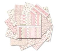 QUDUME Pink Floral Scrapbook paper 12x12, Vintage Flower Large Double-Sided Origami Paper for Crafts Materials Journaling Scrapbooking Supplies Card Making Album Decor Gift Wraping