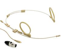 Que Audio QA22 BE Dual-Ear Omnidirectional Headworn Headset Microphone for Speaking or Singing - SHL Adapter for Shure Wireless Included + Windscreens, Clip and Case - Beige