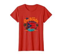 Que Bonita Bandera: Puerto Rican Pride Tropical Theme T-Shirt, Women, Red, XXL