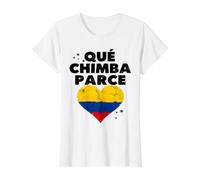 Que Chimba Parce Colombia Flag Colombian Pride Value Graphic T-Shirt, Women, White, S
