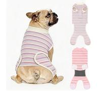 QUEARN 2 Pack Dog Recovery Suit for After Neuter Spay Wounds Protector | 95% Cotton Soft Breathable, Professional Anti-Licking Surgery Onesies, Substitute E-Collar & Cone, M Textured Pinky & White