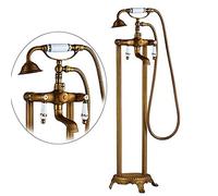 QUEAWOQ Shower Set Bathtub Faucet Free Standing Brushed Nickel Bathtub Faucet Dual Handle Floor Mounted Tub Sink Faucet Brass Bathroom Bath Shower Set Tap(Color:Black Bronze B) Octopus feet
