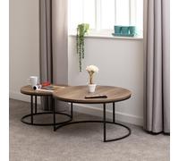 Quebec 2 Piece Round Coffee Set Medium Oak Effect Stacking Space Saving Living