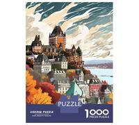 Quebec City 1000 Piece Jigsaw Puzzle, Historic Square Architecture, Weekend Hobby, Matte Printed Jigsaw, Family Night Game for Families, 38x26cm/1000pcs