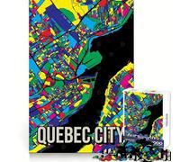 Quebec City Canada Map Colorful Travel Art Jigsaw 1000 Pieces for Teenagers Thought Training Leisure Activity Snug Fit Great Gift size 38x52cm