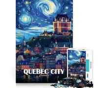 Quebec City Canada Travel Poster 1000 Pieces Jigsaws Adults Puzzles Gifts Boost Memory Mental Relax Premium Cut Warm Surprise (38x26cm)
