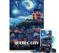 Quebec City Canada Travel Poster Adults 1000 Piece Jigsaw Puzzle Brain Challenge Toy Stress Relief Clear Cut Wall Art Decor (50x75cm)