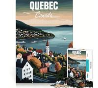 Quebec City Landscape Poster Jigsaw Puzzles 1000 Piece for Teenagers Cognitive Toy Calm Pastime Premium Edge Santa Wish List (38x26cm)