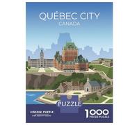 Quebec City Skyline with Fairmont Le Chateau Frontenac 1000 Piece Jigsaw Puzzle, Historic Square Architecture, Weekend Hobby, Matte Printed Jigsaw, Family Night Game for Families, 70x50cm/1000pcs
