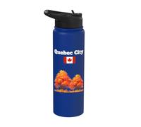Quebec City Souvenir Autumn Leaves Fall Foliage Canada Flag Stainless Steel Insulated Water Bottle