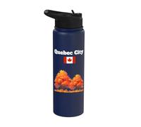 Quebec City Souvenir Autumn Leaves Fall Foliage Canada Flag Stainless Steel Insulated Water Bottle