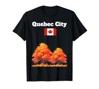 Quebec City Souvenir Autumn Leaves Fall Foliage Canada Flag T-Shirt