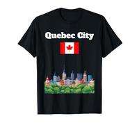 Quebec City Souvenir City Skyline Canada Trip Canadian Flag T-Shirt