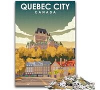 Quebec City Travel Poster Jigsaw Puzzles for Adults 1000 Piece Puzzle, Educational Toy Funny Family Games Unique Home Decor 1000pcs (50x75cm)